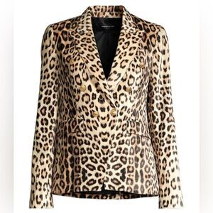 GENERATION LOVE Sasha Leopard Print Blazer Velvet Double Breasted XS